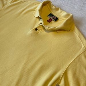 Men’s short sleeve yellow and white striped La cabana polo shirt